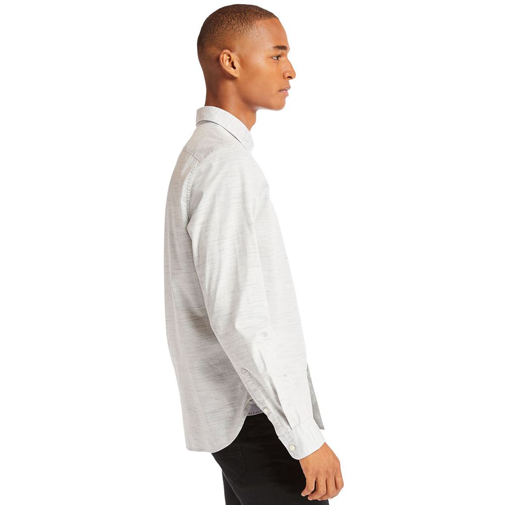 Camisa Timberland Hombre Tioga River Slim Fit Blancas - Chile TOY-351709